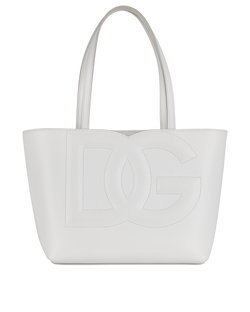 DG Logo Tote, Leather, White, MII, DB, 2*